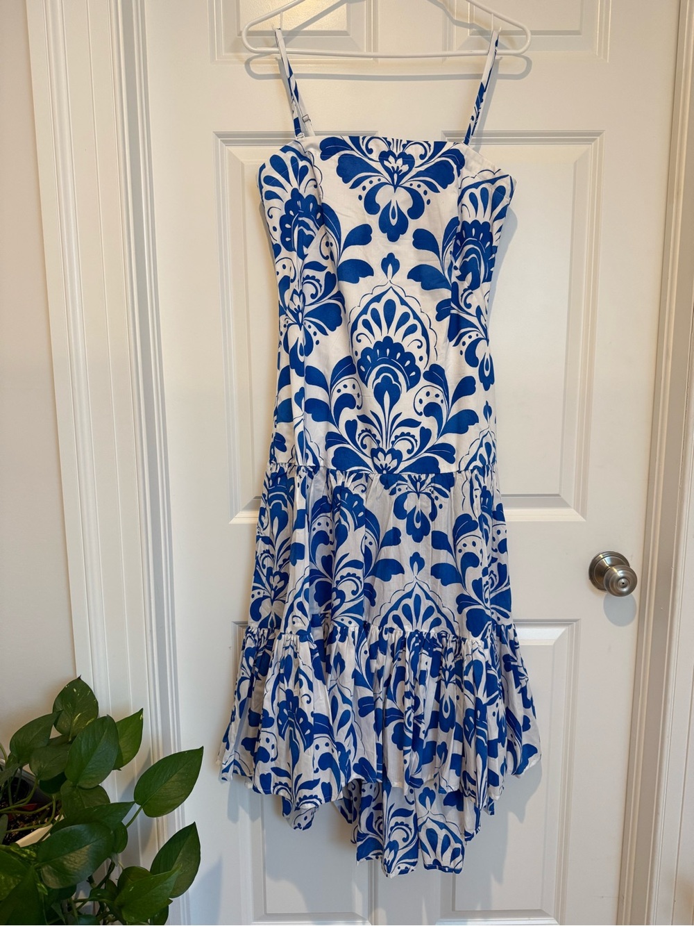 Ann Taylor White and Blue Floral Midi Sundress
